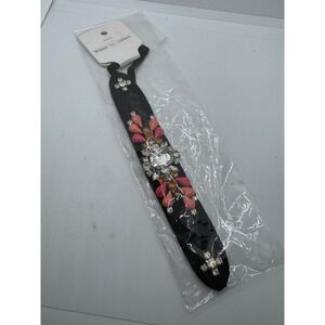 Winter Lennon Black Jeweled Headband Pink Coral Rhinestone Embellished Glam